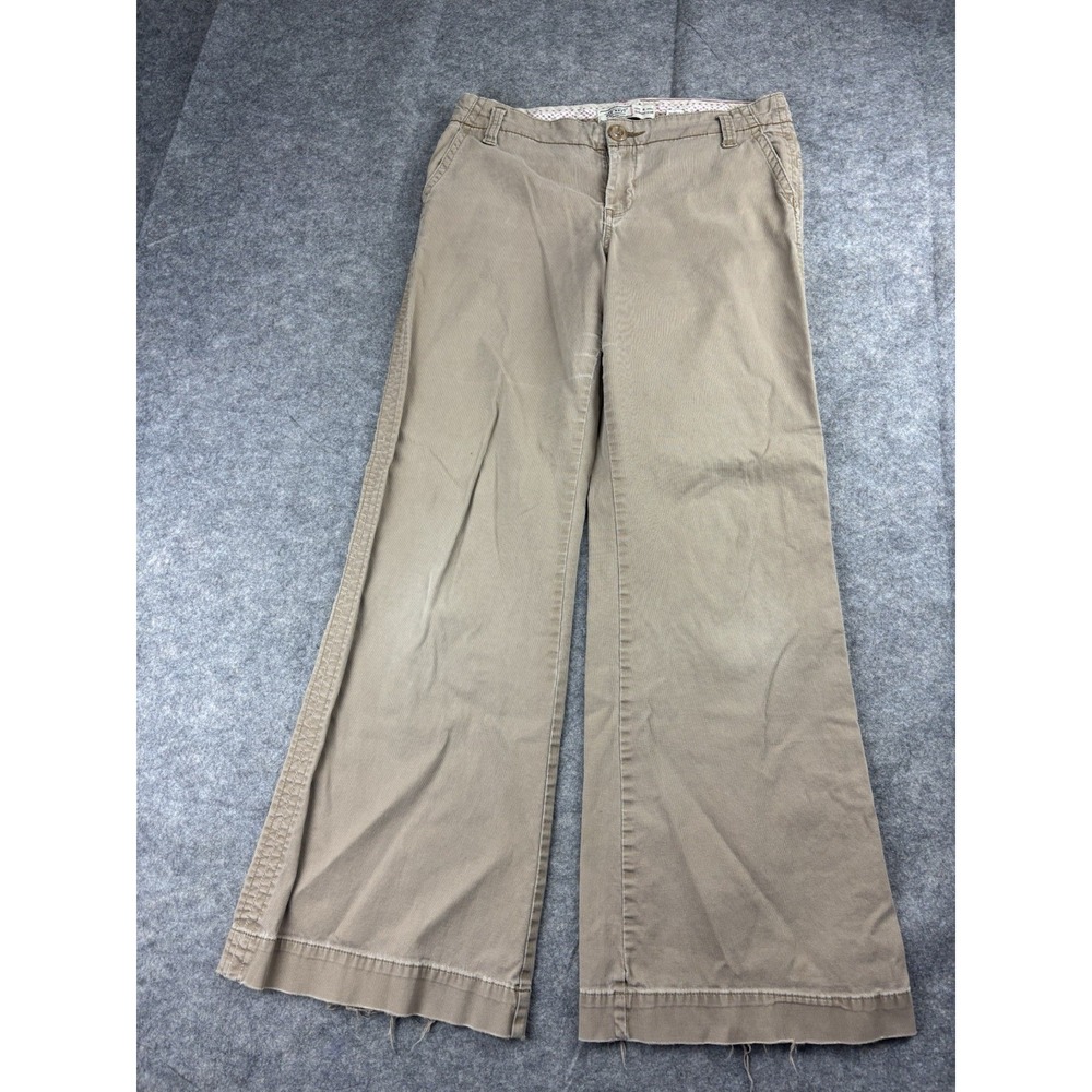 VTG Old Navy Corduroy Pants Womens 8 Lowest Rise Beige Flare Wide Leg Y2K SEE
